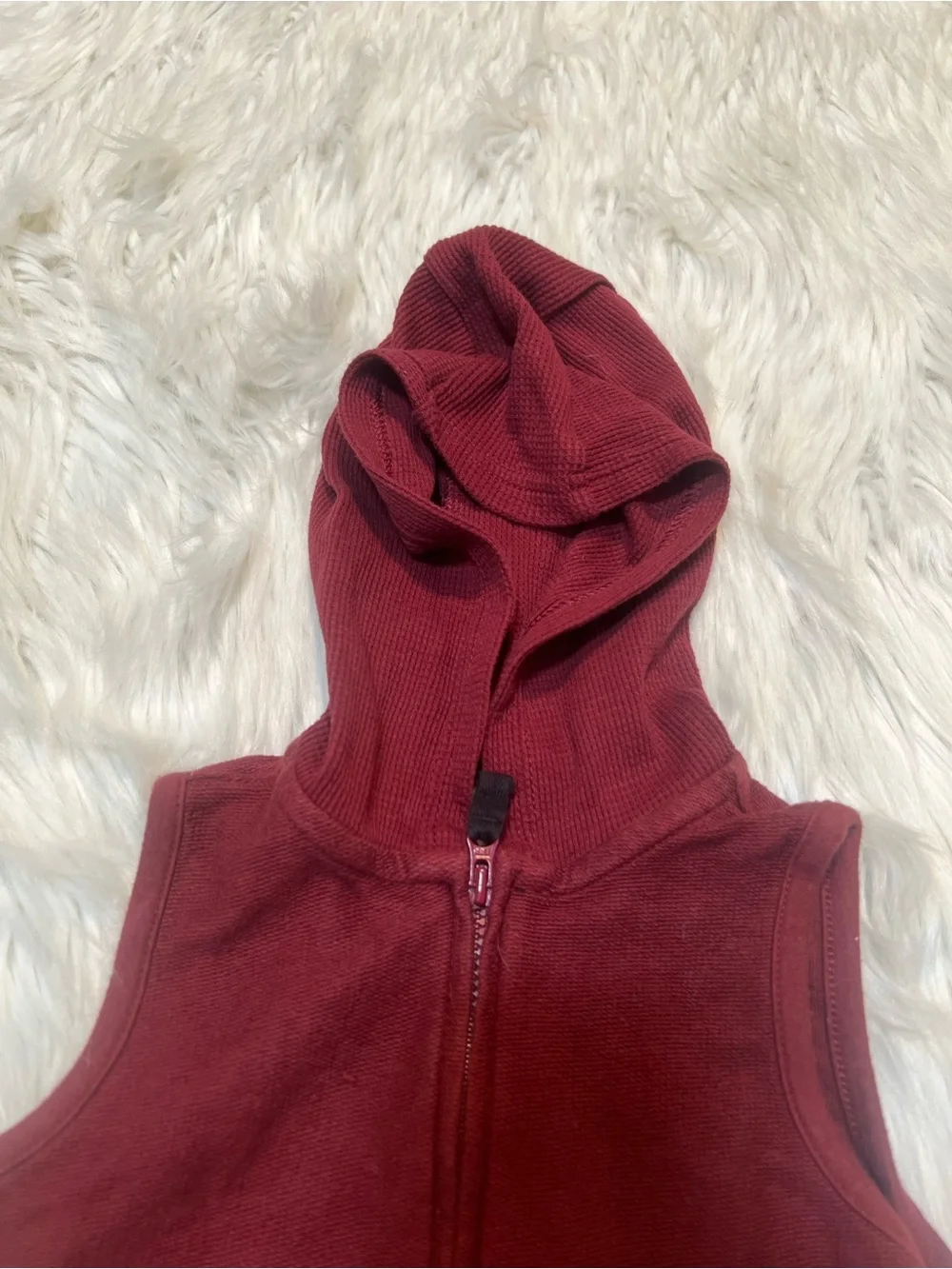 Carter's Baby Boys Sz 12 Months Hooded Vest Sleeveless Burgundy Full Zip Cotton